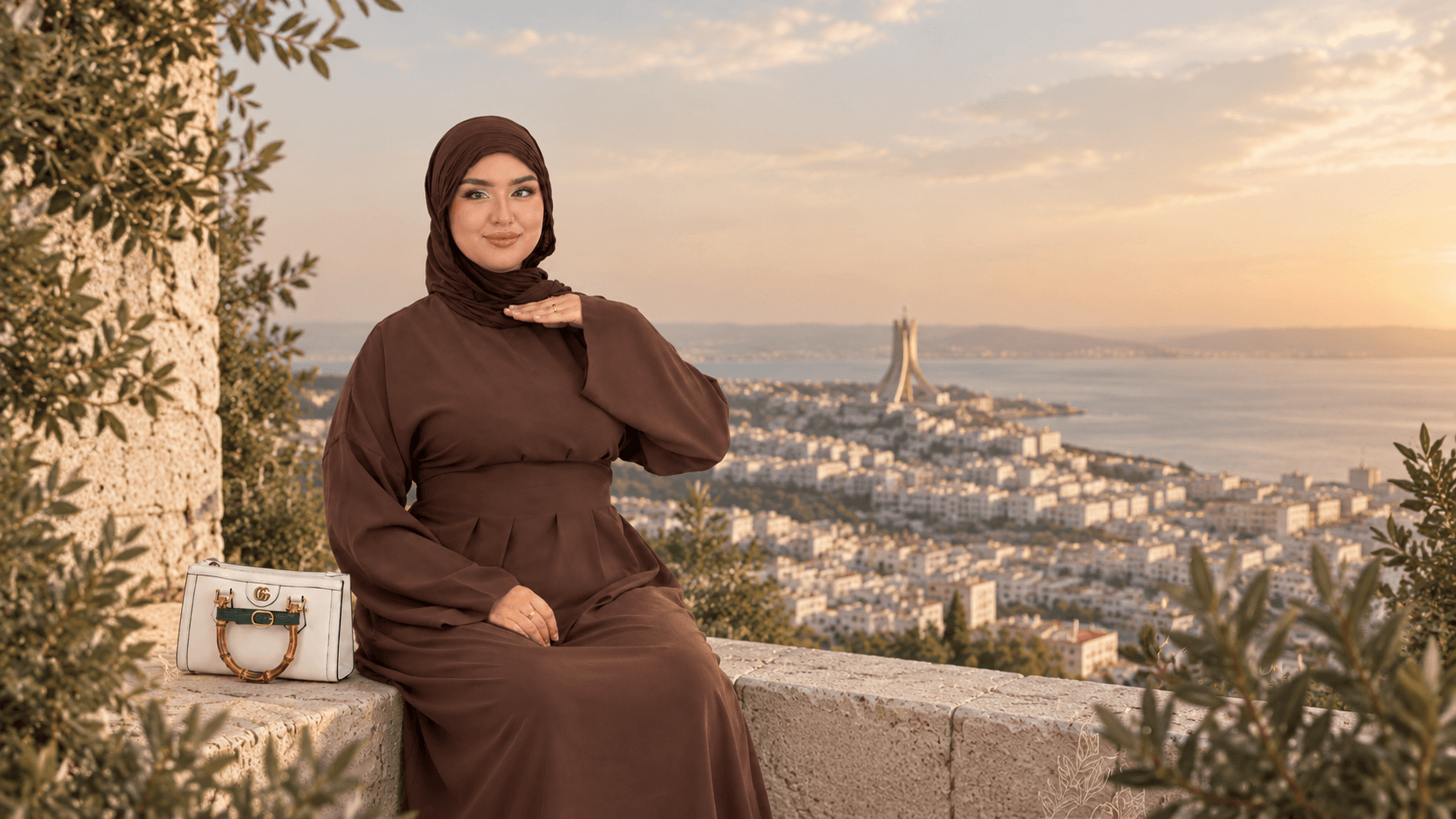 مجموعة أنور - عباية بنية مع إطلالة على المدينة